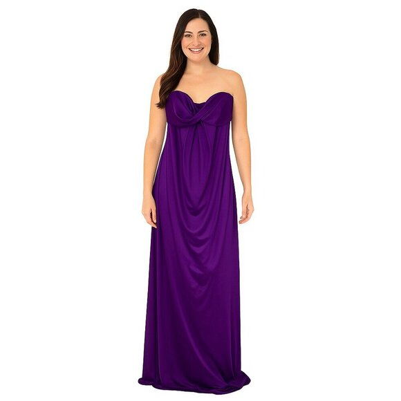Rubber Ducky Productions Purple Cocktail Maxi Dress Size Medium Pleated NWT - Picture 1 of 16